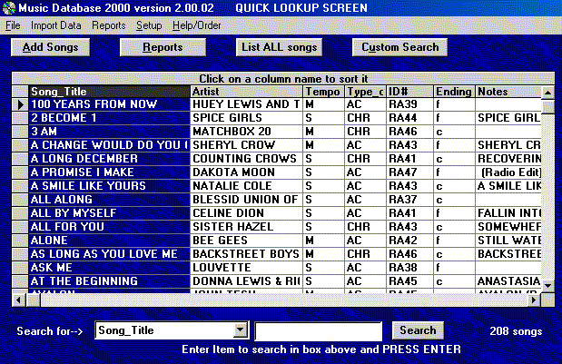 Music Database 2000 Screenshot